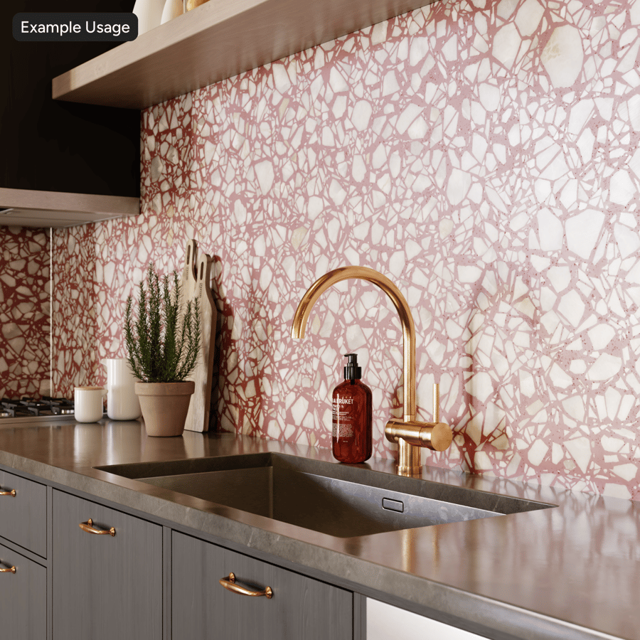 Large Chips Strawberry Terrazzo Texture, Red