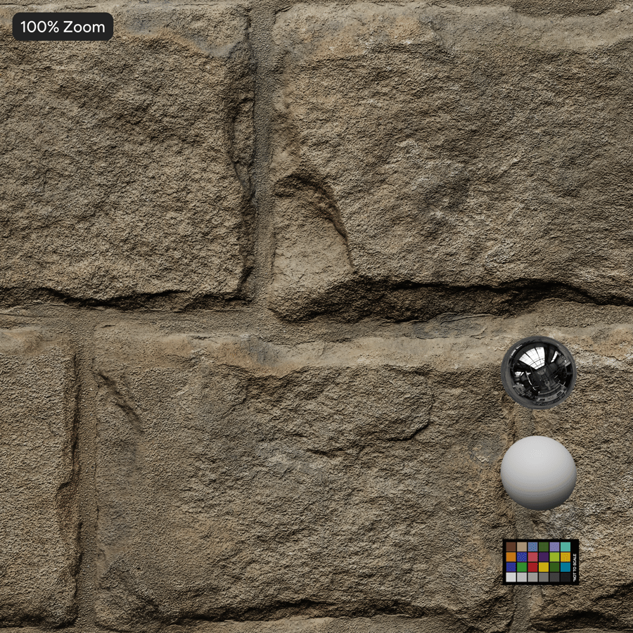 Split Faced Running Bond Stone Block Wall Texture, Beige