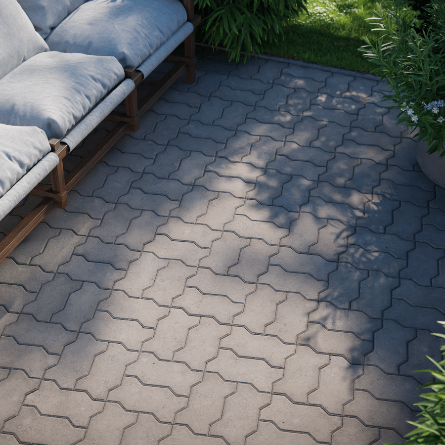 Basketweave Zigzag Concrete Paving Texture, Grey