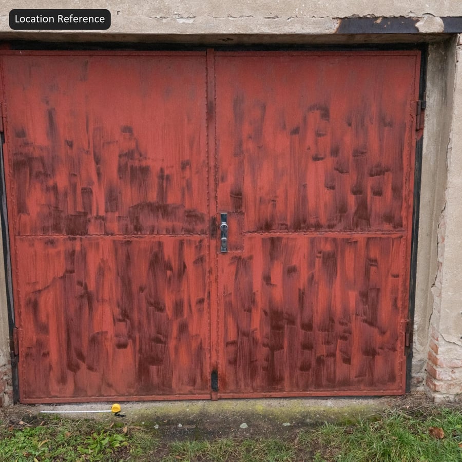 Riveted Steel Industrial Door Texture, Rust Red