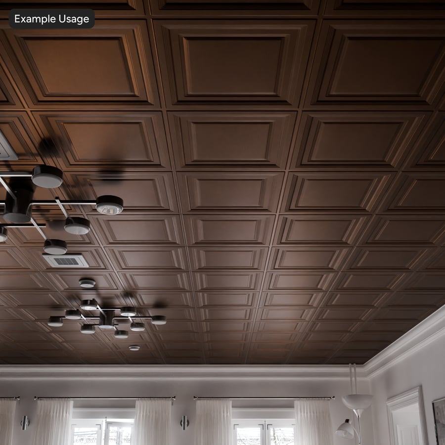 Faux métal embossé Texture de dalle de vinyle pour plafond, bronze