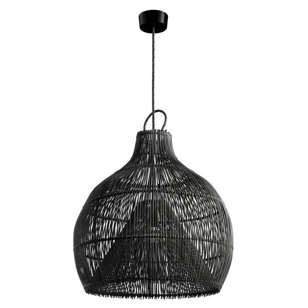 Wicker Bamboo Rattan Pendent Light Model, Black