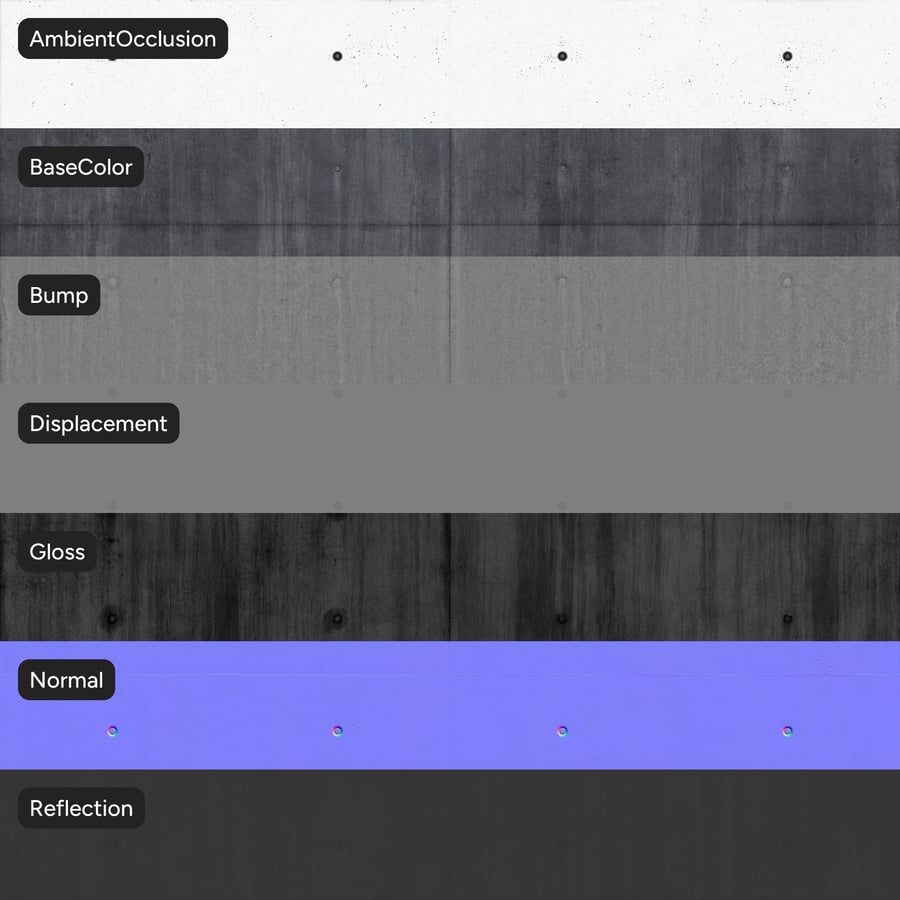 Weathered Matte Panel with Tie Hole Concrete Texture