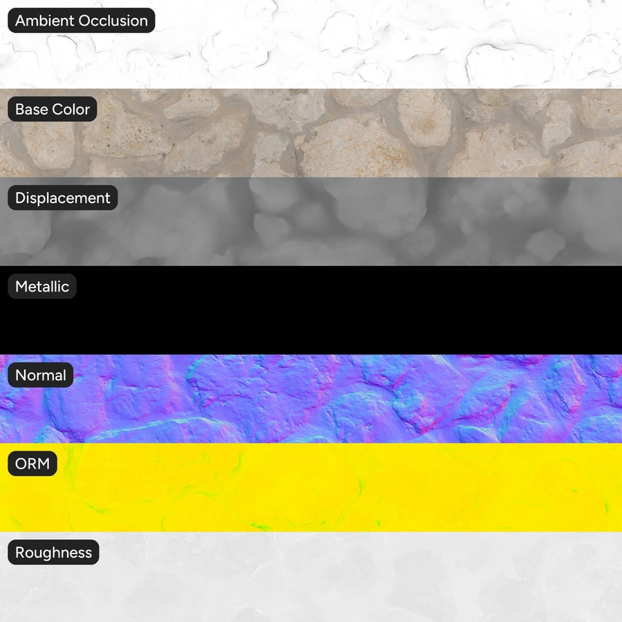 Mortared Rubble Limestone Wall Texture, Cream