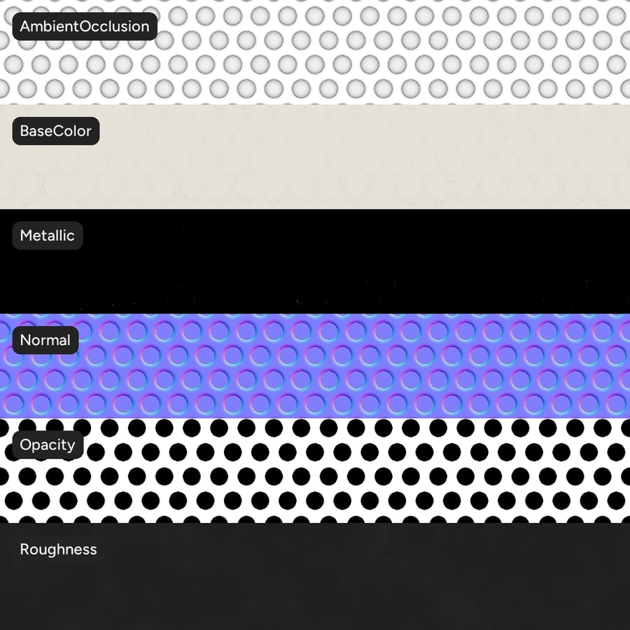 Round Perforated Metal Texture, White