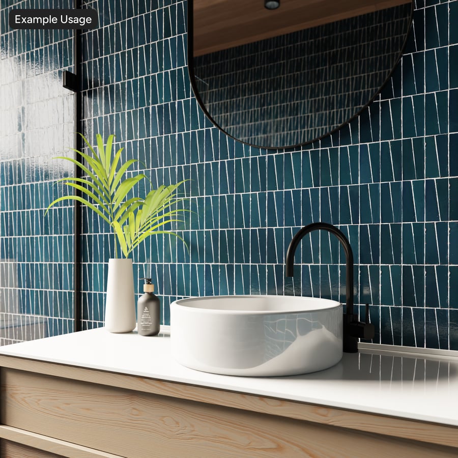 Staplad trapetsformad Zellige Glansig Kakelstruktur, Blå