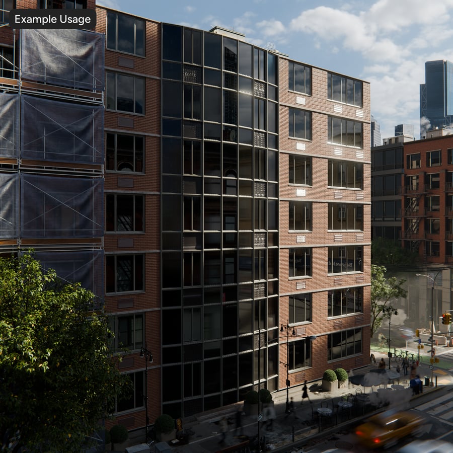 Modern Red Brick and Glass Facade Wall Texture