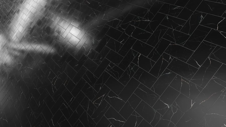 Herringbone Marble Matte Texture, Atlantis Black