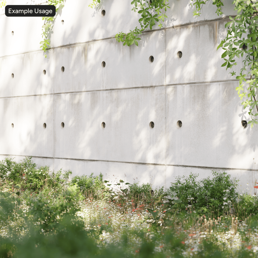 Weathered Retaining Concrete Wall with Tie Holes Texture