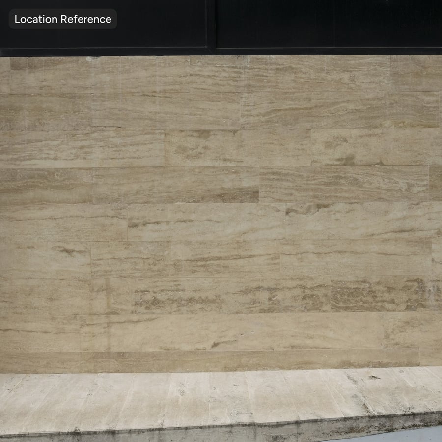 Textura de azulejo bruto em travertino retangular com desvio, bege natural