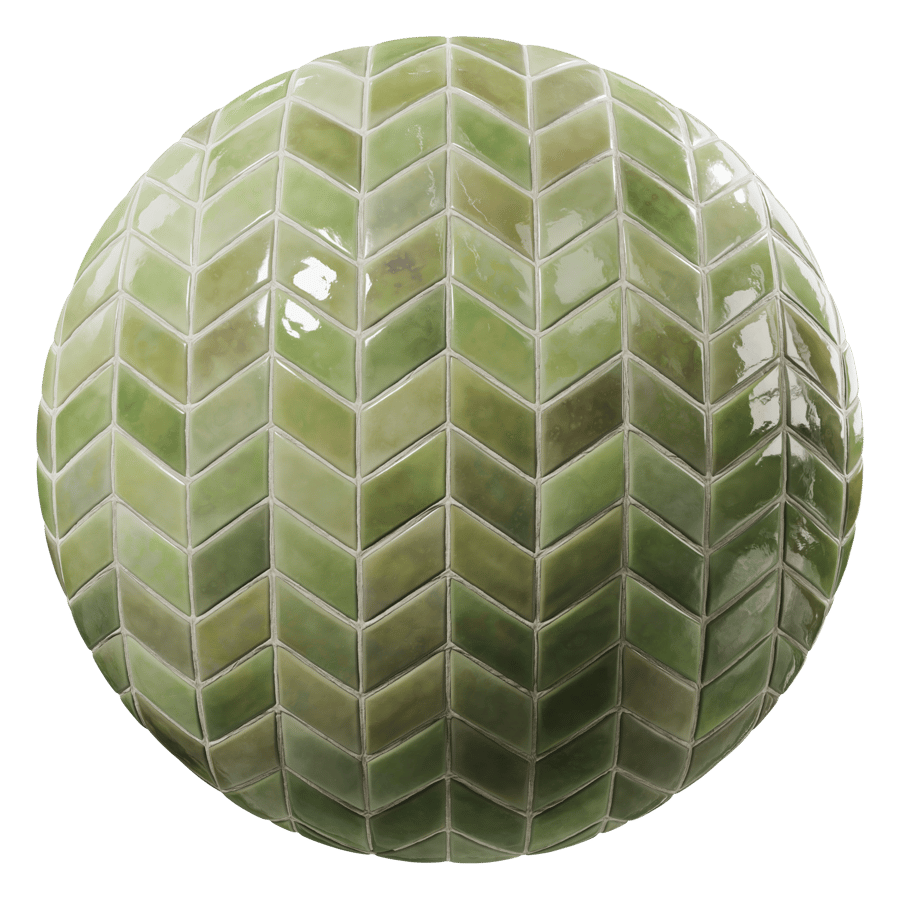 Glossy Chevron Ceramic Tiles Texture, Green