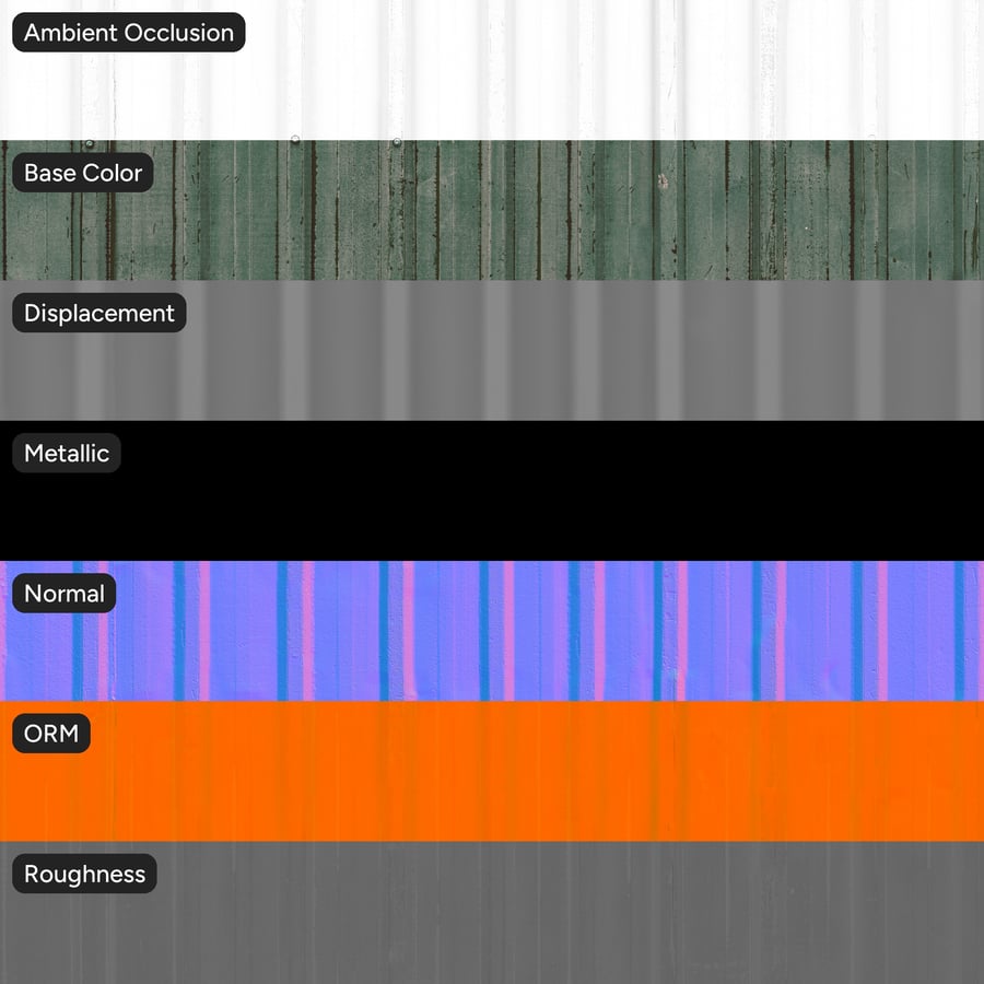 Dented Corrugated Metal Texture, Green