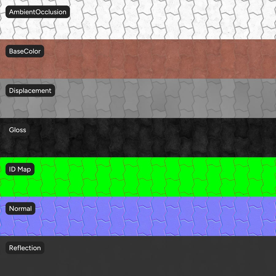Zigzag Running Paver Texture, Red