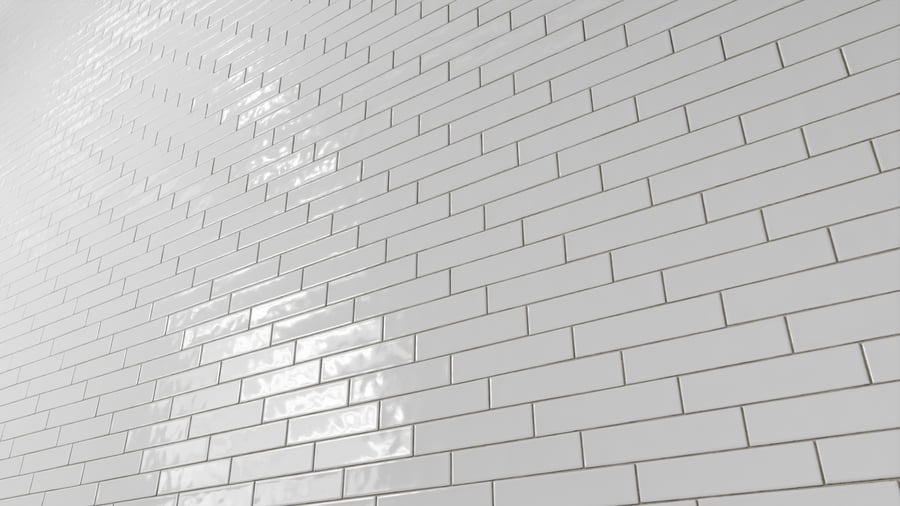 Textura de azulejo cerâmico brilhante retangular com desvio, branco