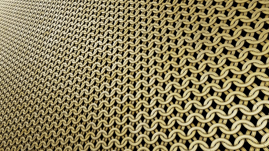 Flattened Chainmail Metal Texture, Gold