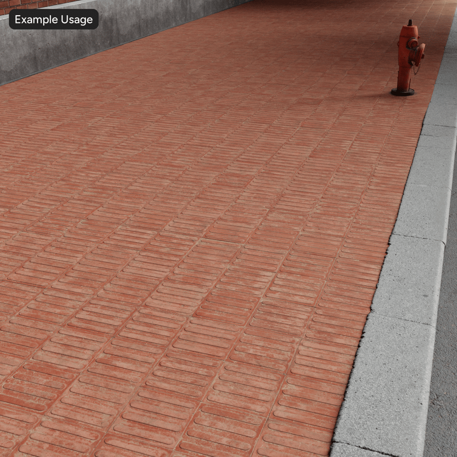 ウォーン・トレッド・コンクリート舗装材、レッド