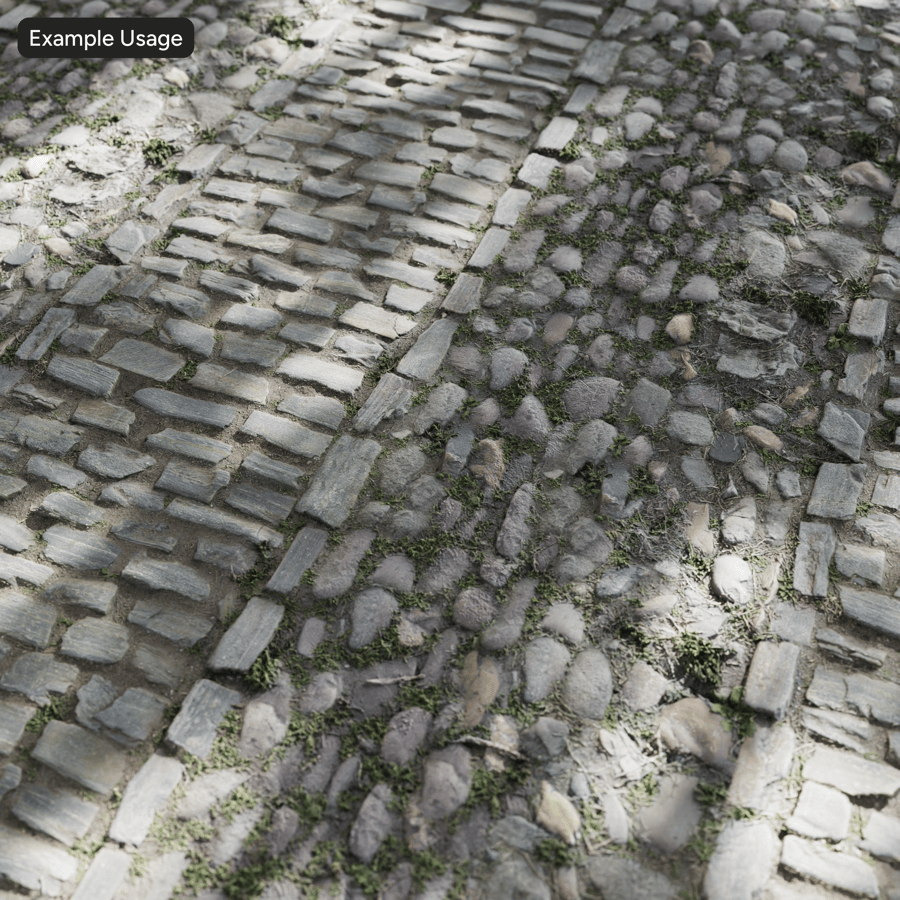 Graspad op kasseienstructuur