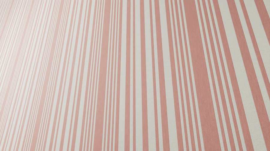 Tecido para estofamento com padrão Carmen Stripe, textura, rosa salmão e creme
