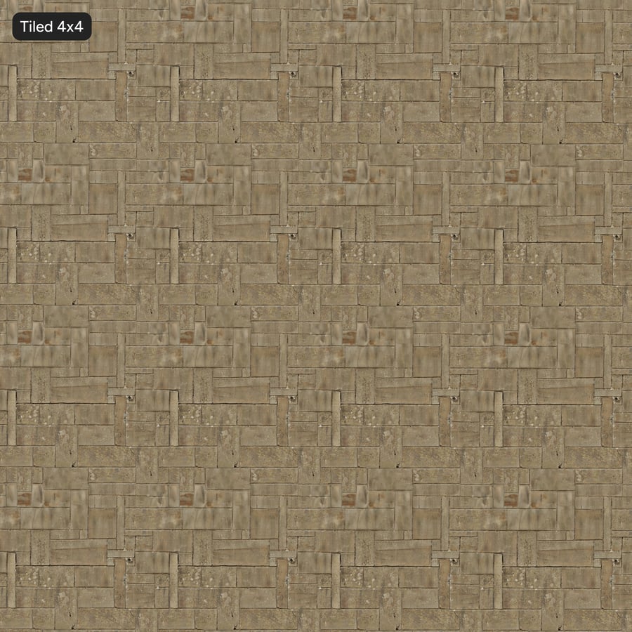 Texture murale en blocs de grès recouverts de lichen, beige