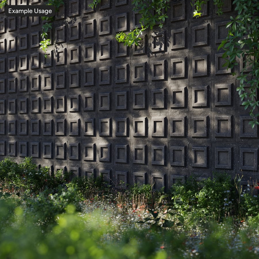 Stämplad fyrkantig aggregerad stödjande betongvägg Textur