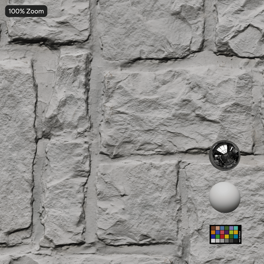 Painted Rubble Stone Wall Texture, White