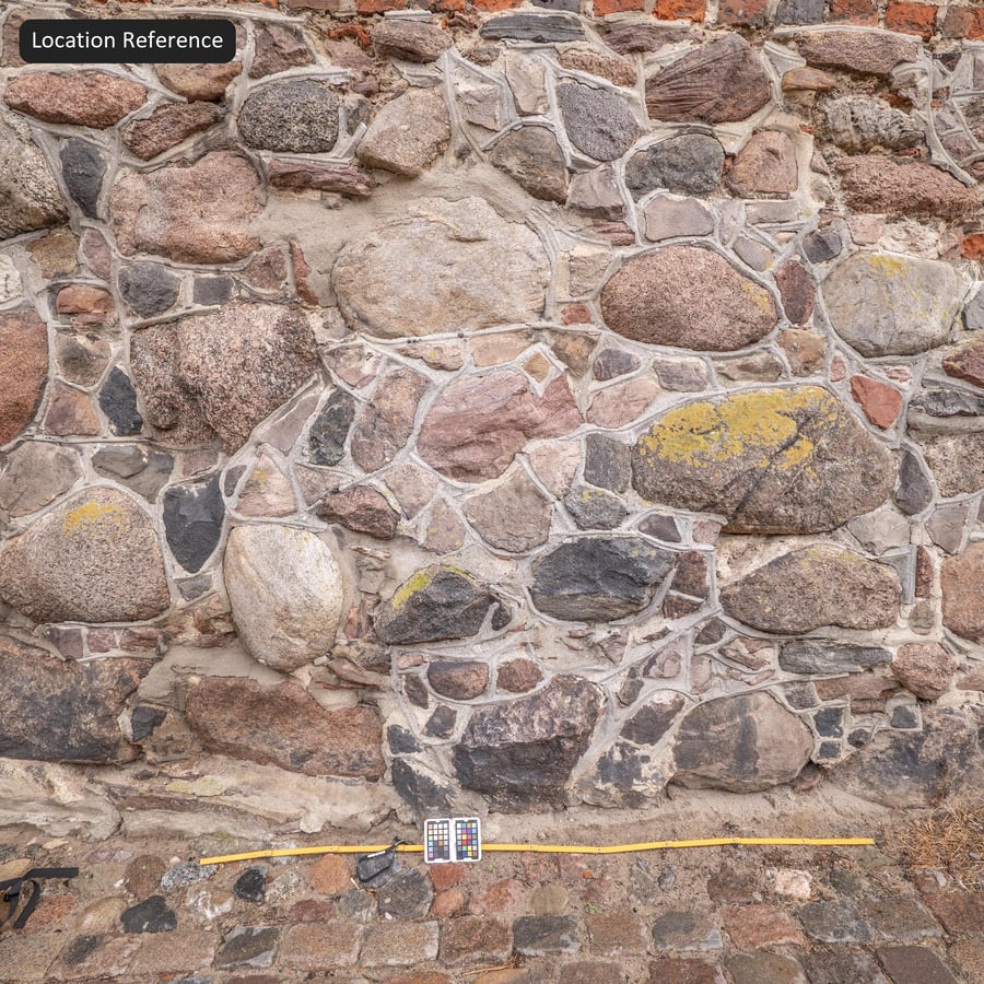 Lichen Covered Rubble Stone Wall Texture