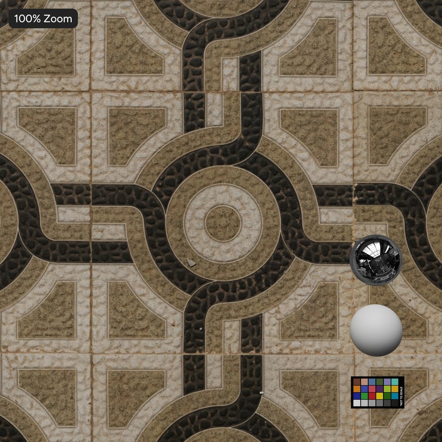 Geometric Patterned Paver Texture, Beige & Black