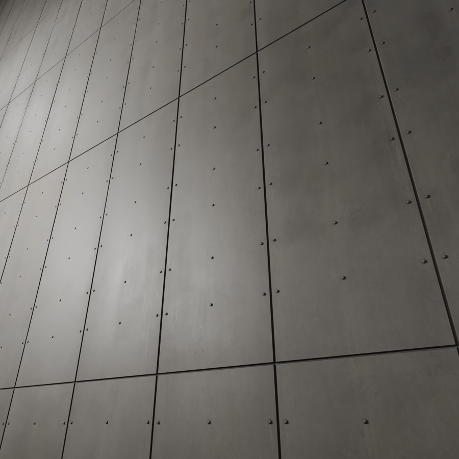 Metal Cladding Panel With Rivets Texture, Grey