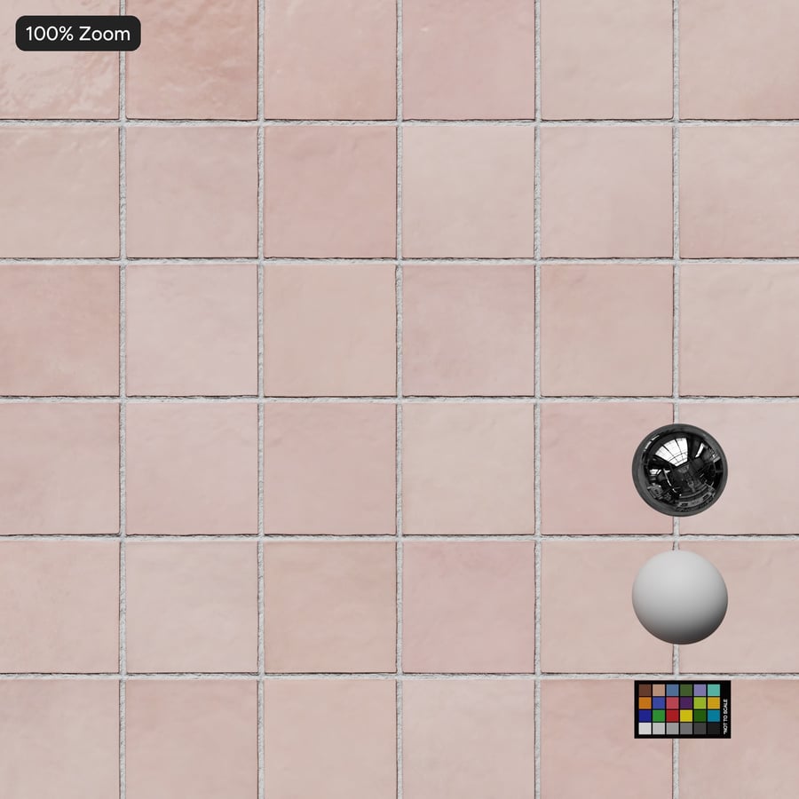 Square Zellige Glossy Tile Texture, Blush Pink