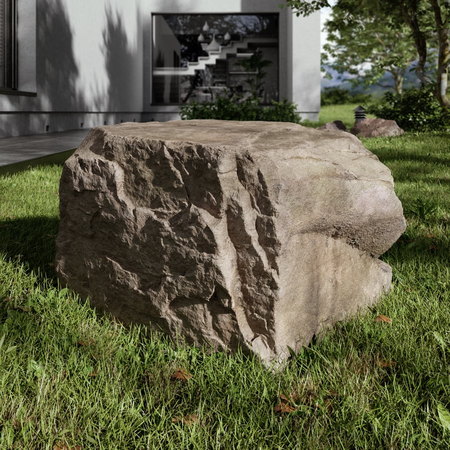 Warm Toned Cubed Large Rock Boulder Model