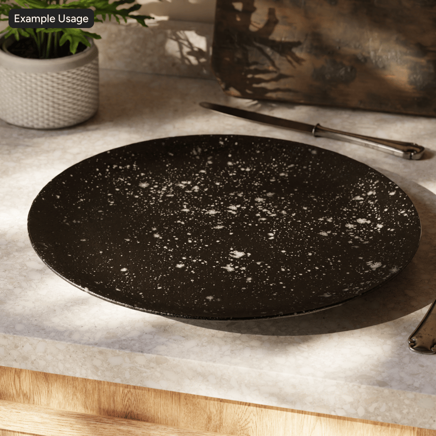 Ink Spot Glazed Ceramic Pottery Texture, Black