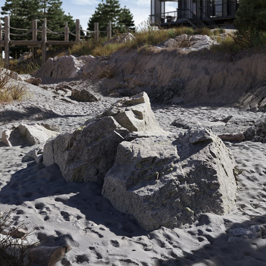 Large Scattered Beach Rock Model