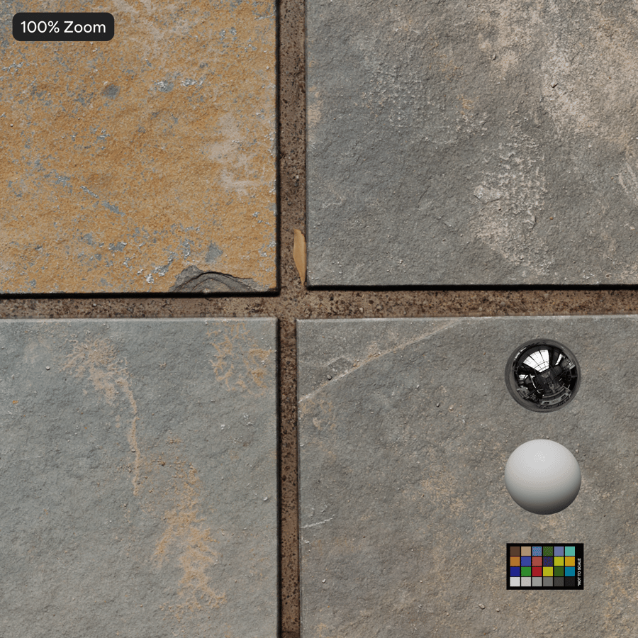 Cleft Slate Square Tile Texture, Grey and Ochre