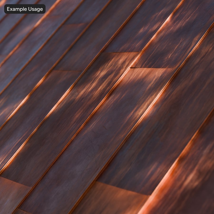 Textura de telhas verticais de cobre