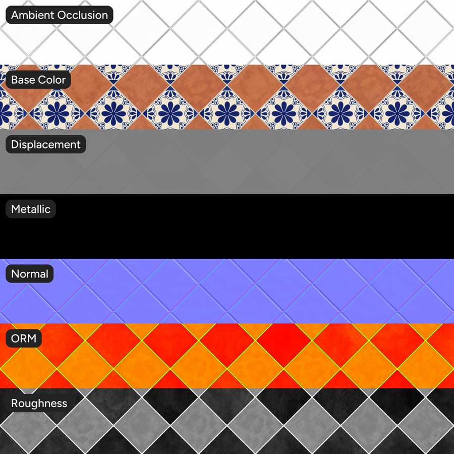 Diamond Talavera Ceramic Patterned Tile Texture