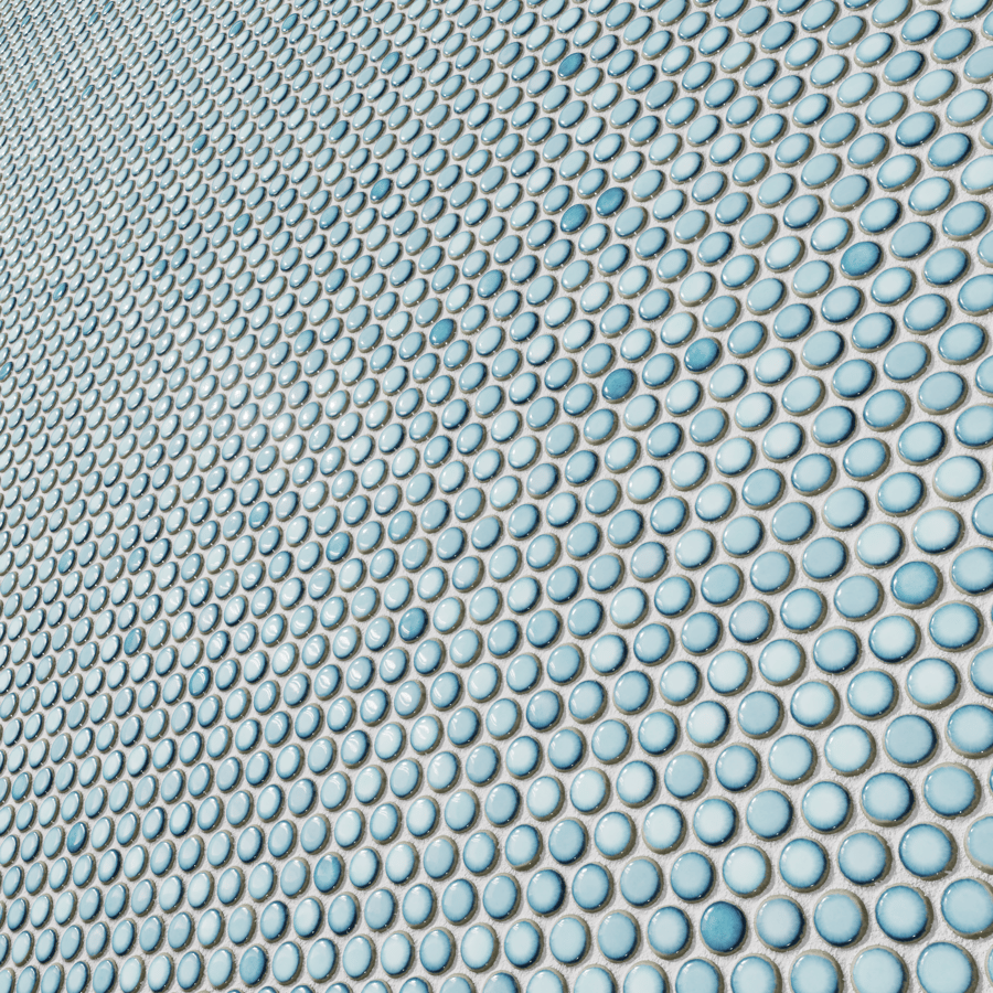 Textura de azulejo cerâmico brilhante redondo, azul claro