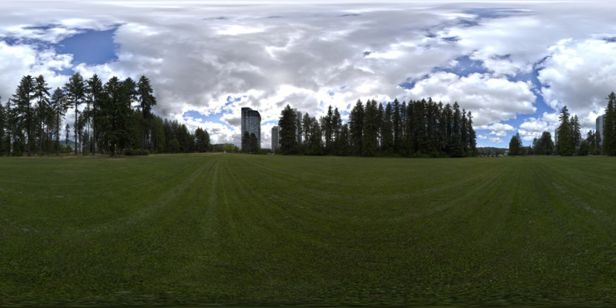 Grassy Field Very Cloudy Day Outdoor Sky HDRI