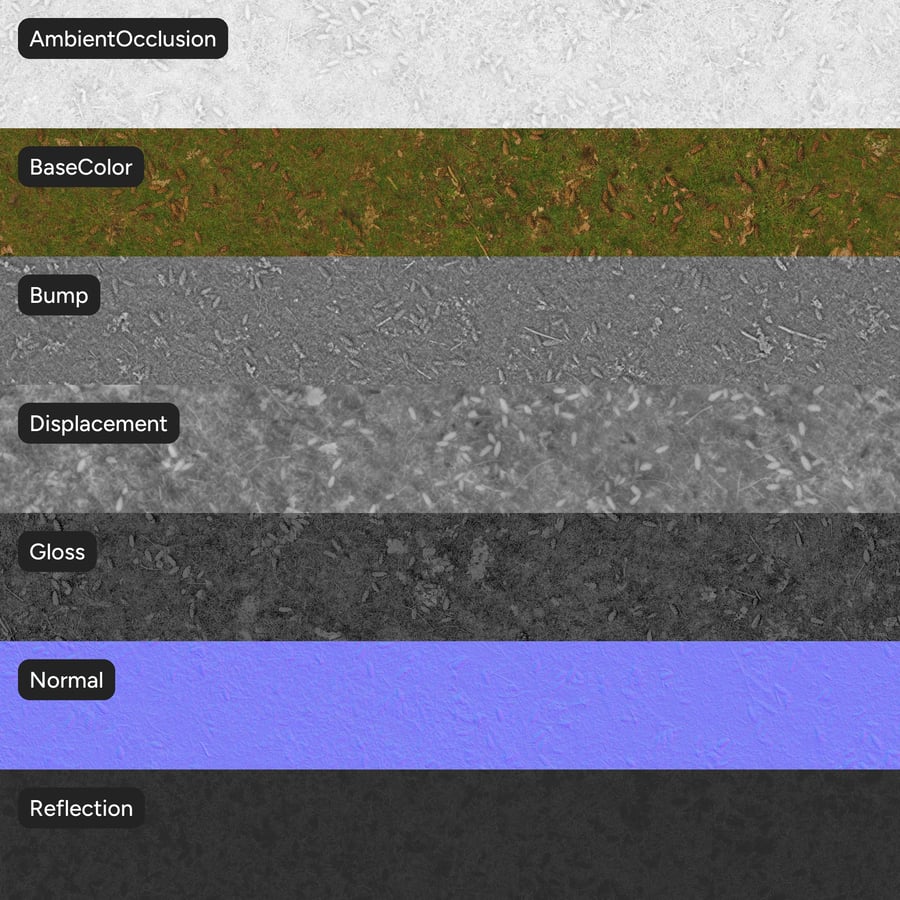 Textura de pinhas na relva
