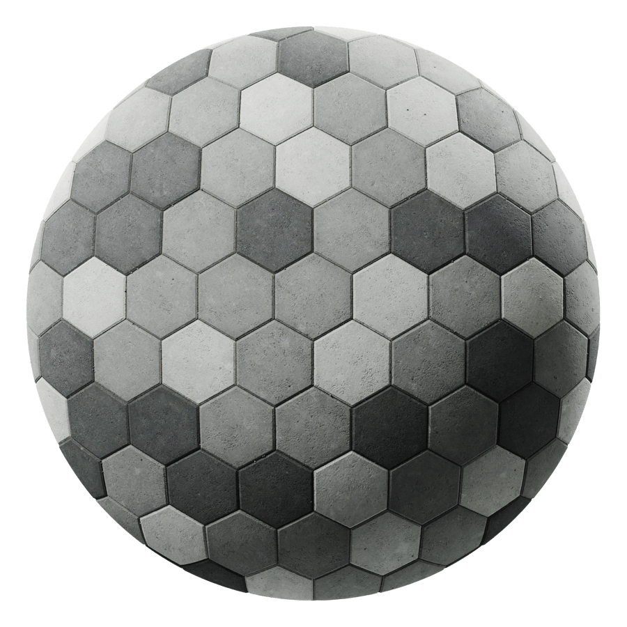 Random Pattern Hexagonal Concrete Paving Texture, Grey