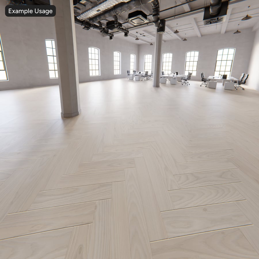 Visgraat essenhouten plankstructuur, Whitemist