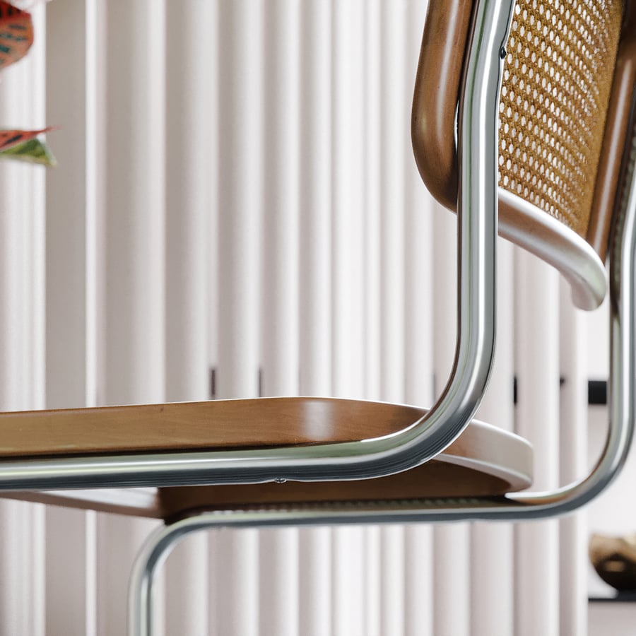 Réplica em rattan da cadeira Hutch, modelo Marcel Breuer