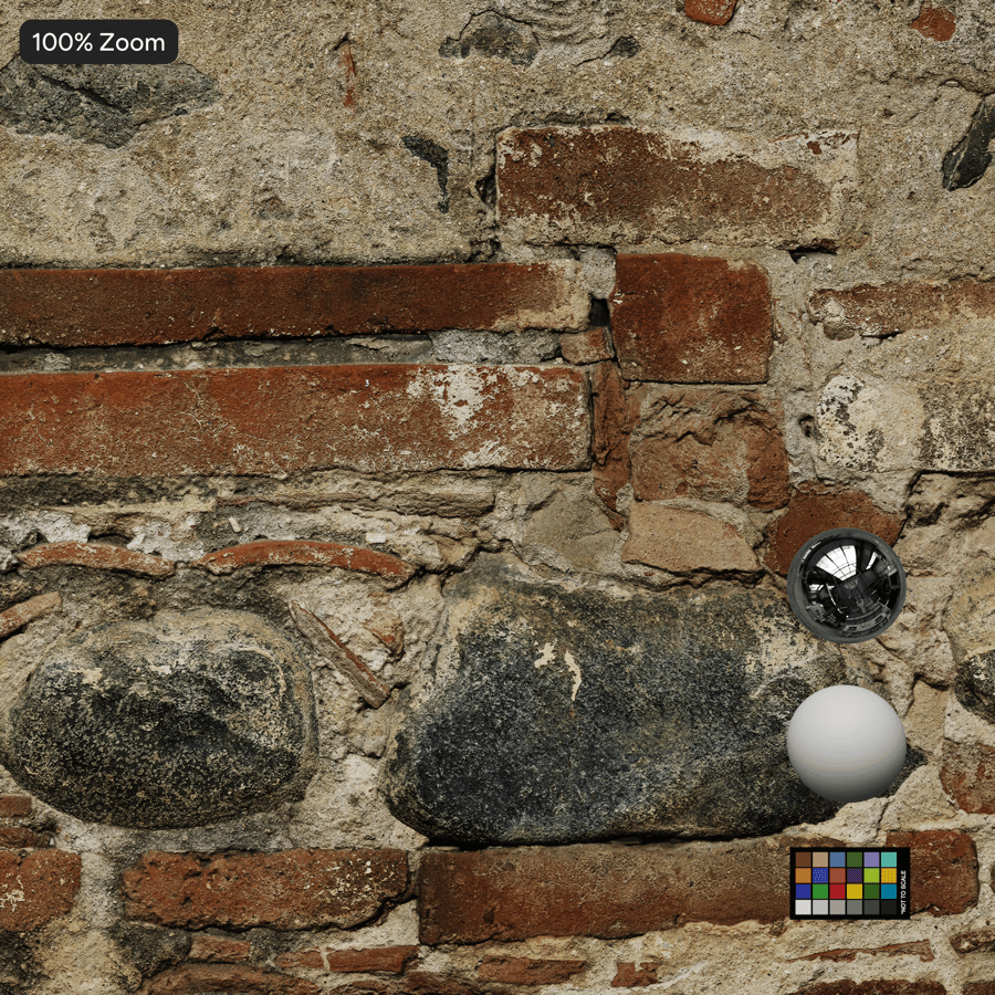 Damaged Layered Brick and Stone Wall Texture