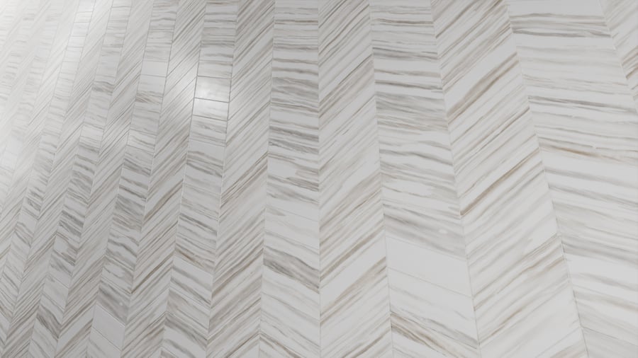 Textura de azulejo brilhante em mármore Chevron, branco escuro
