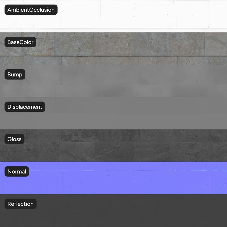 Rectangular Travertine Raw Tile Texture, Grey