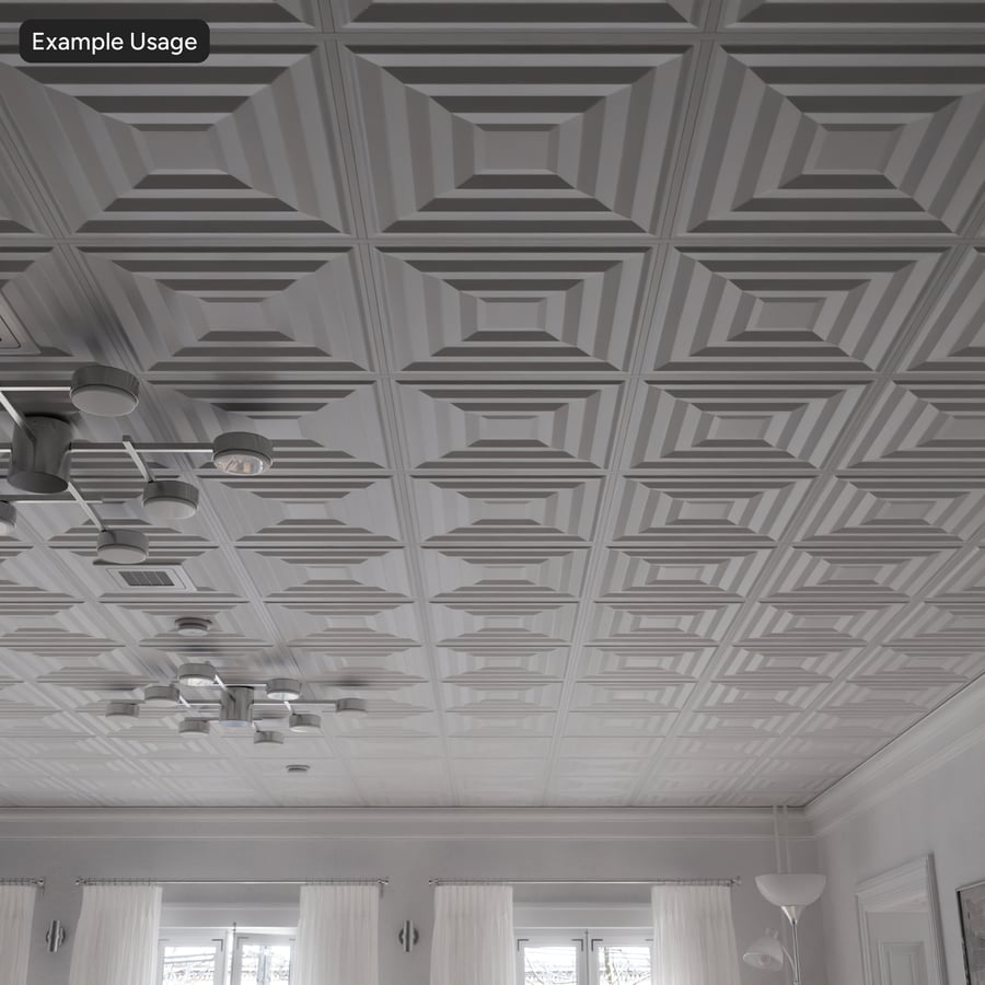 Embossed Decorative Tile Ceiling Texture, White