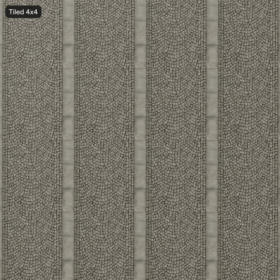 格子タイルのテクスチャを持つファンパターン石畳