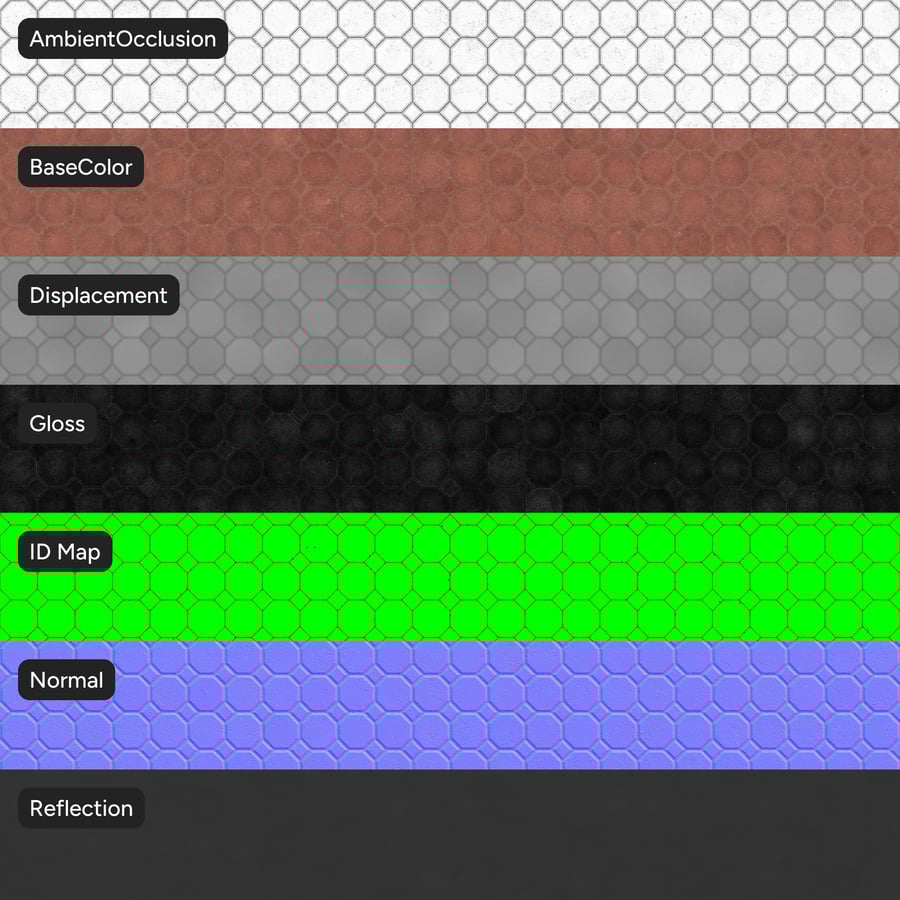 Textura de pavimento octogonal, vermelho
