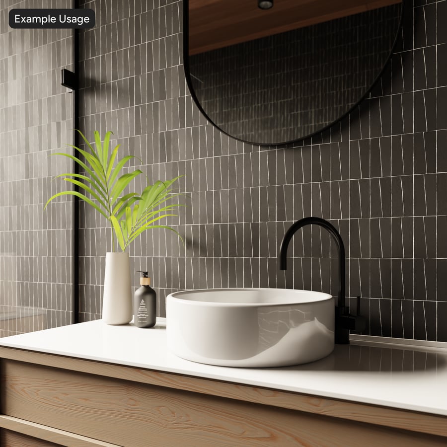 Stacked Trapezoidal Zellige Matte Tile Texture, Black