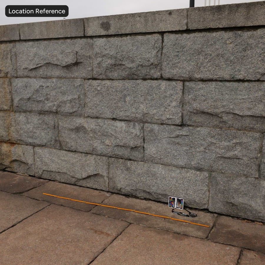 Long Granite Stone Block Wall Texture, Grey