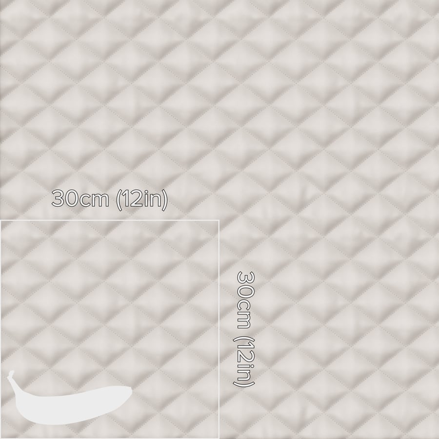 Faux Quilted Leather Fabric Texture, White